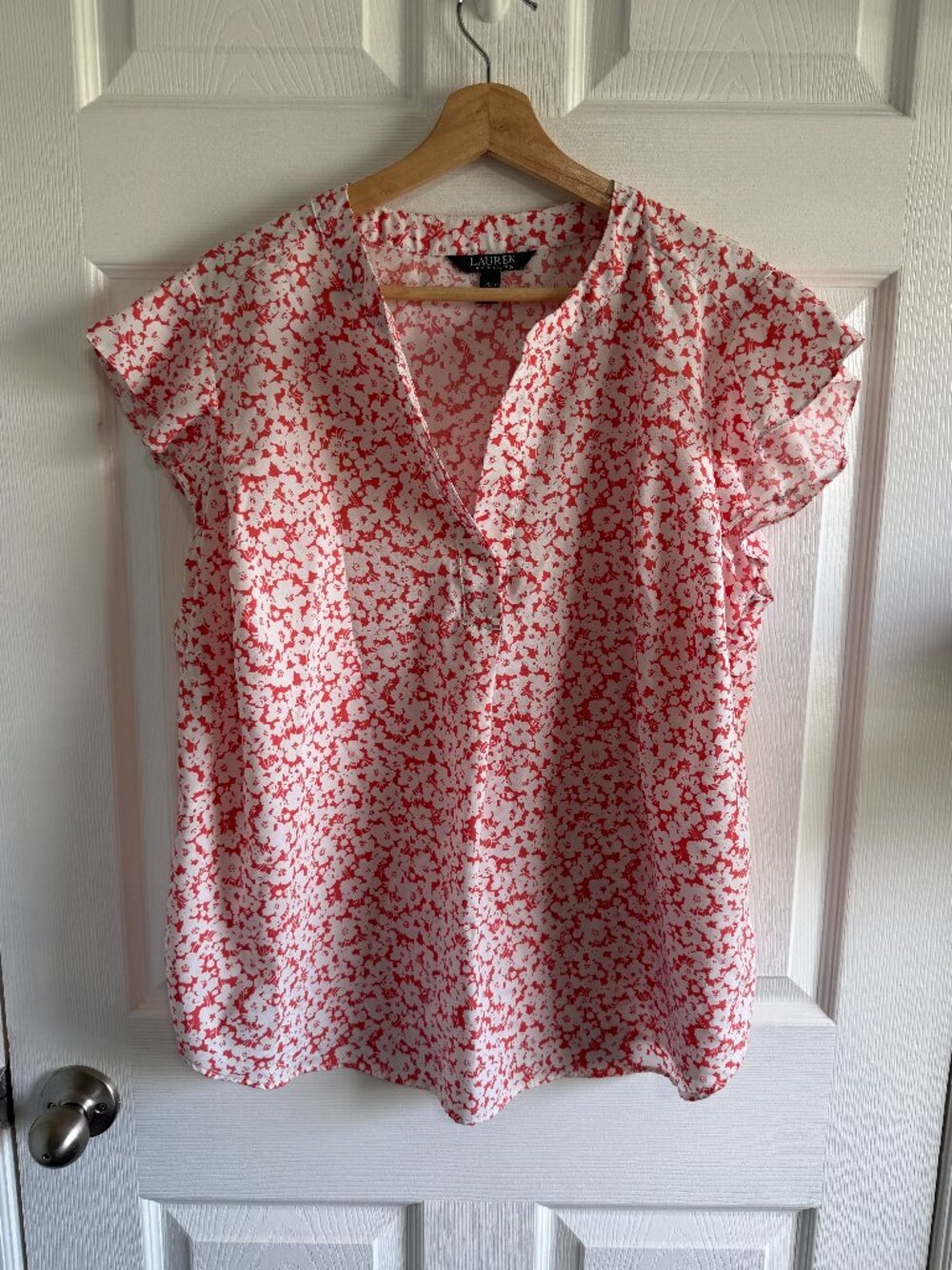 Lauren Ralph Lauren Floral Print Short Sleeve Women's 1X Top